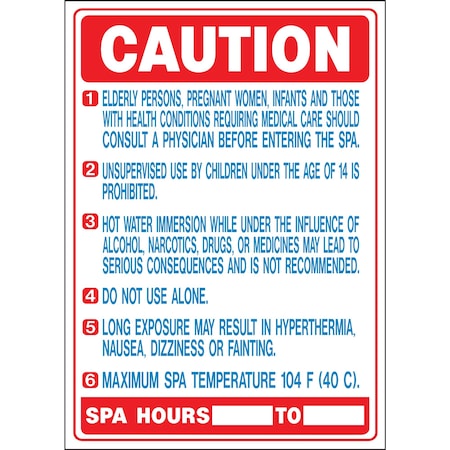 Hy-Ko Caution Spa Users (California) Sign 20" x 28", 5PK A20415